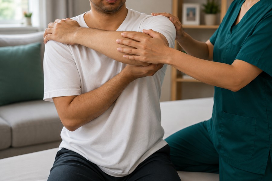 Home shoulder surgery rehabilitation visit in Derby